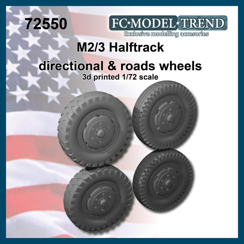 M2/3 halftrack wheels with directional & road tires